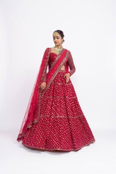 Red Floral Lehenga Set