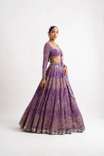 Purple Heavy Multi Color Lehenga Set