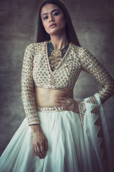 Off white Organza Lehenga set