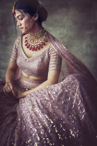Lavender Scallop Lehenga Set