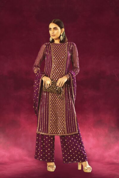 Purple Kurta Palazzo Set
