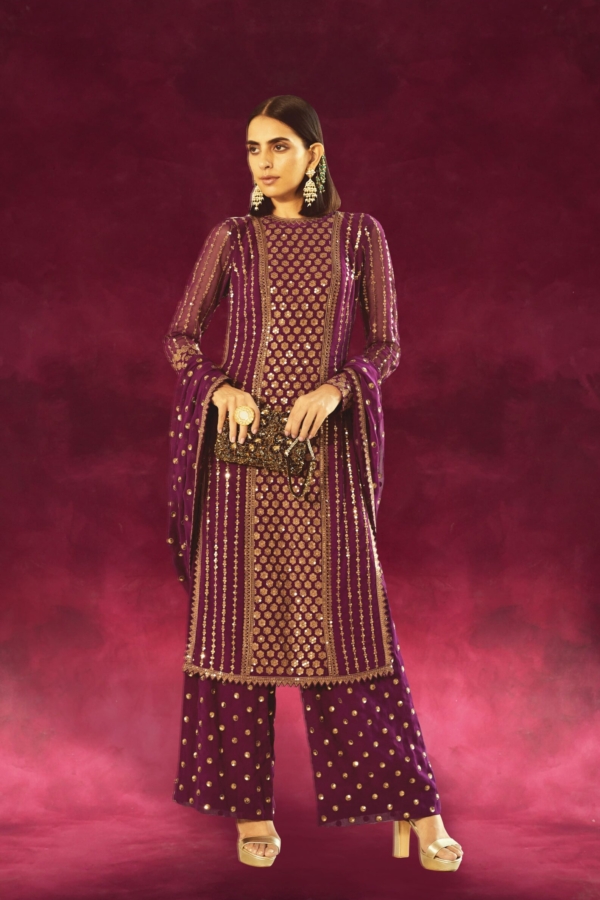 Purple Kurta Palazzo Set