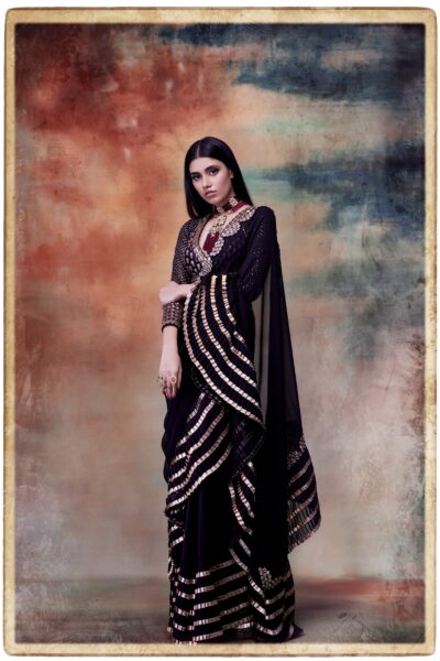 Black Ruffle Saree