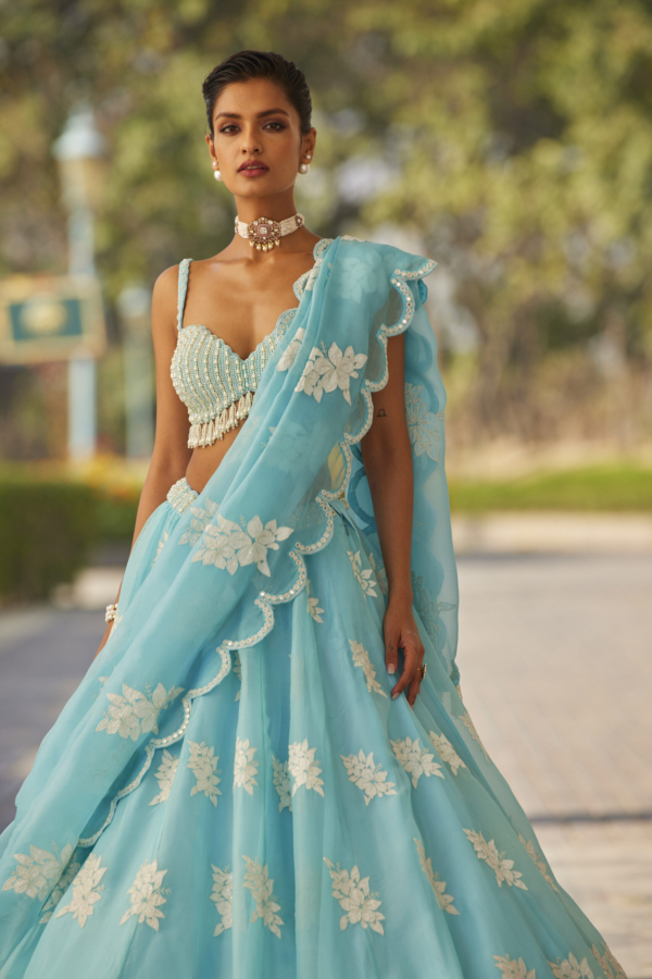BLUE FLOWER LEHENGA SET