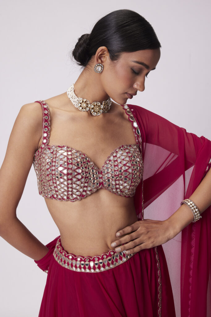 Crimson Red Lehenga Pant Set