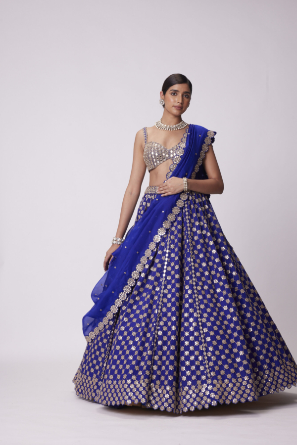 Persian Blue Flower Lehenga Set