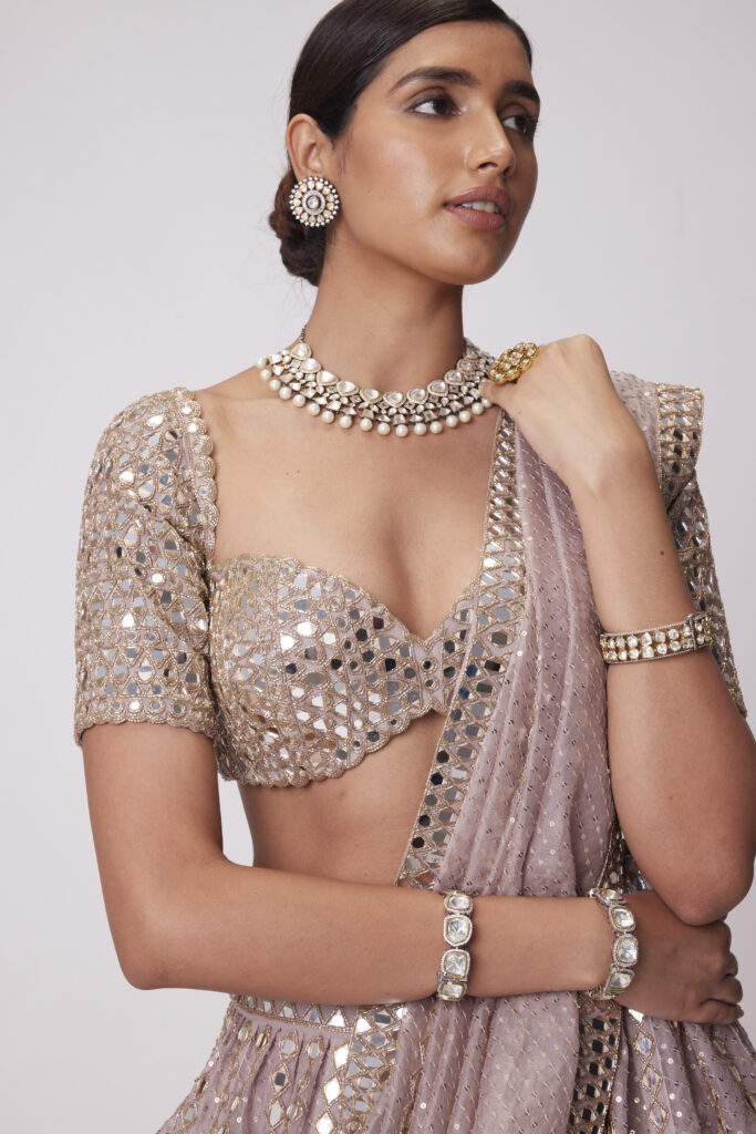 Ash Pink Sequin Embroidered Lehenga Set