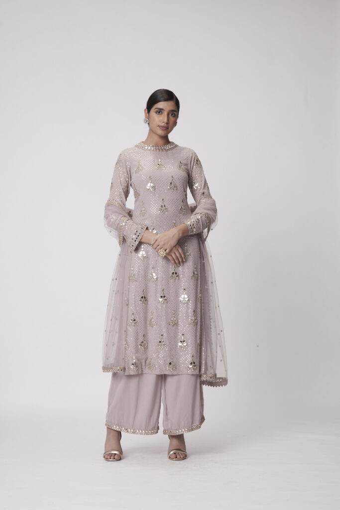 Ash Pink Straight Kurta Set