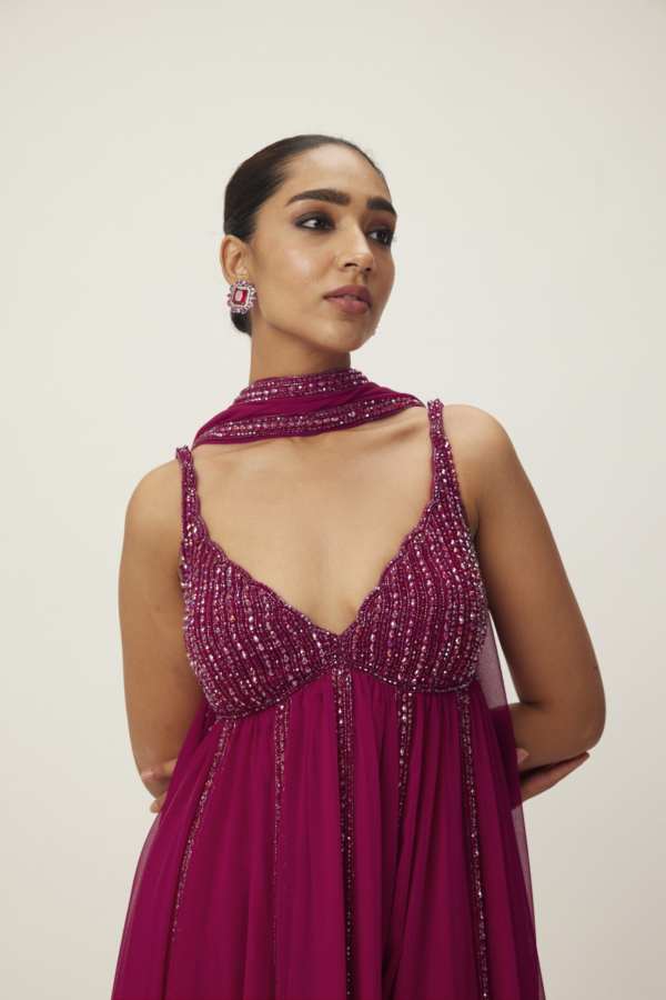 Ruby Red crystal embellished Kurta Set