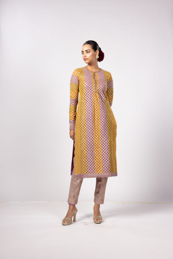 MUSTARD MULTICOLOR PANT KURTA SET