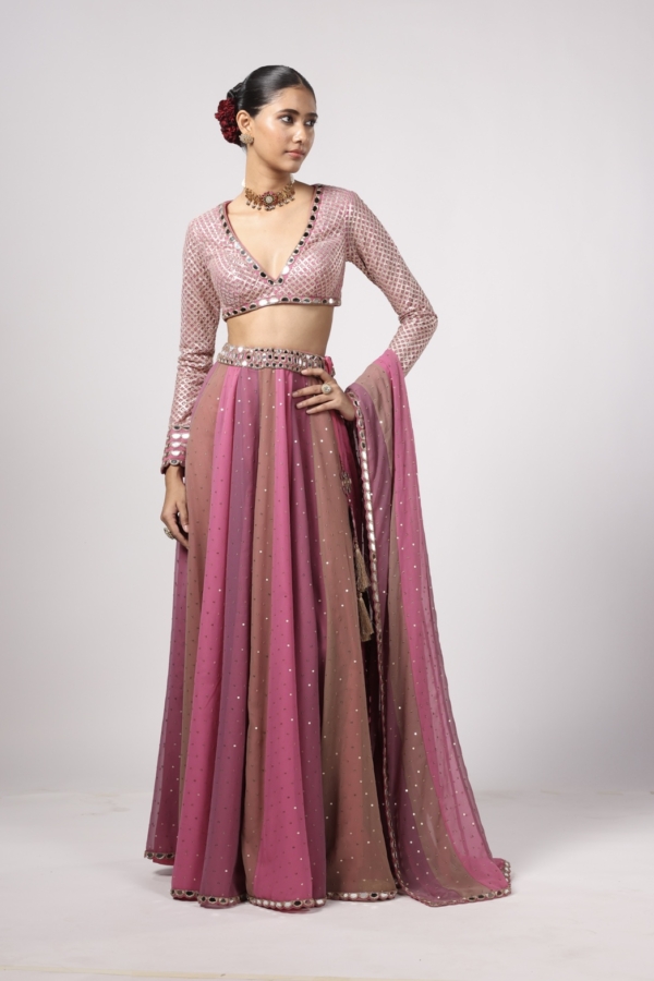 DARK BLUSH LEHENGA PANTS SET