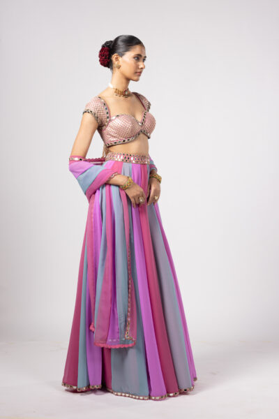 AQUA LEHENGA PANTS SET