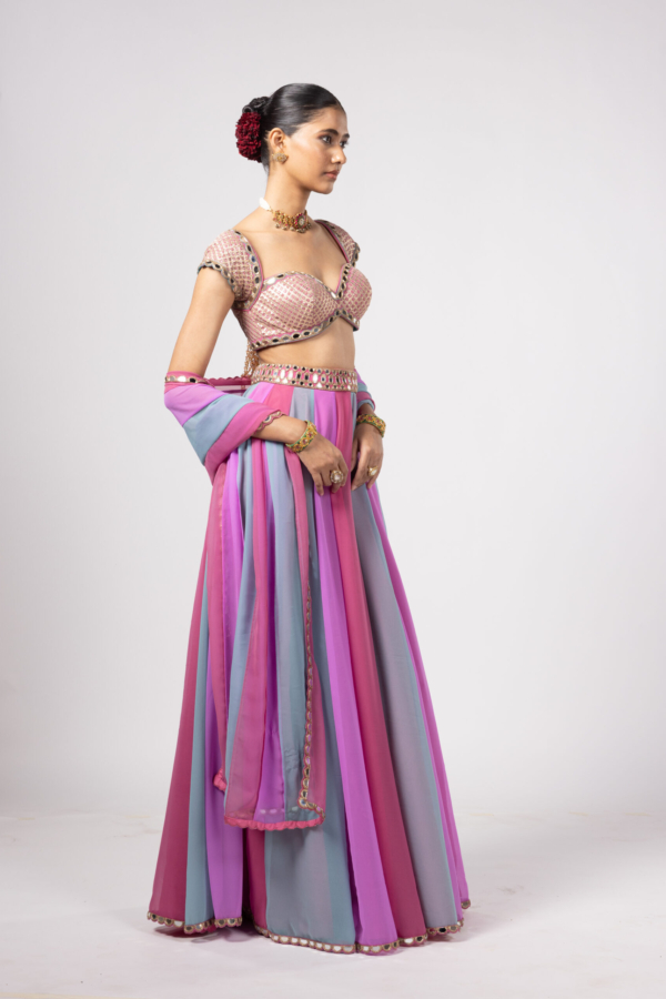 AQUA LEHENGA PANTS SET