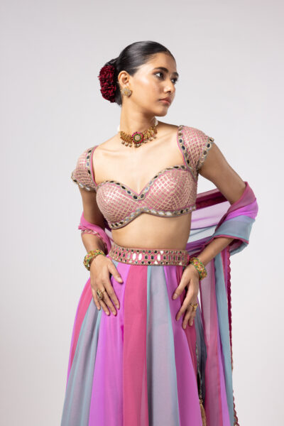 AQUA LEHENGA PANTS SET