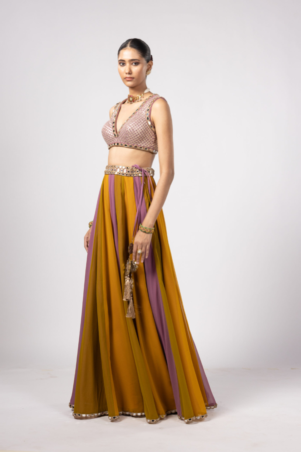 GREEN LEHENGA PANTS SET