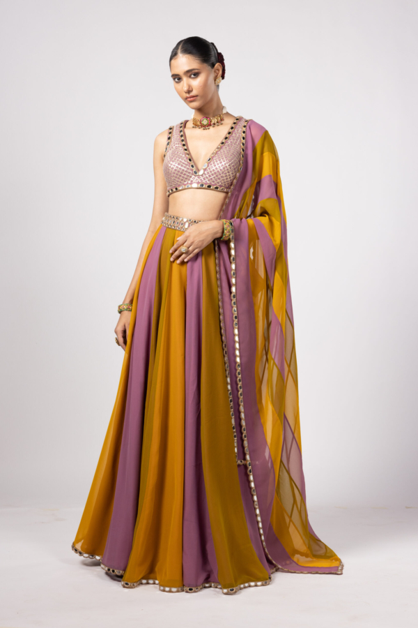 GREEN LEHENGA PANTS SET