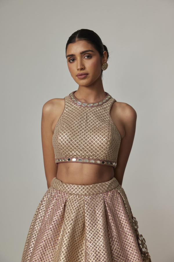 DEEP BEIGE MULTICOLOR WITH CROP TOP