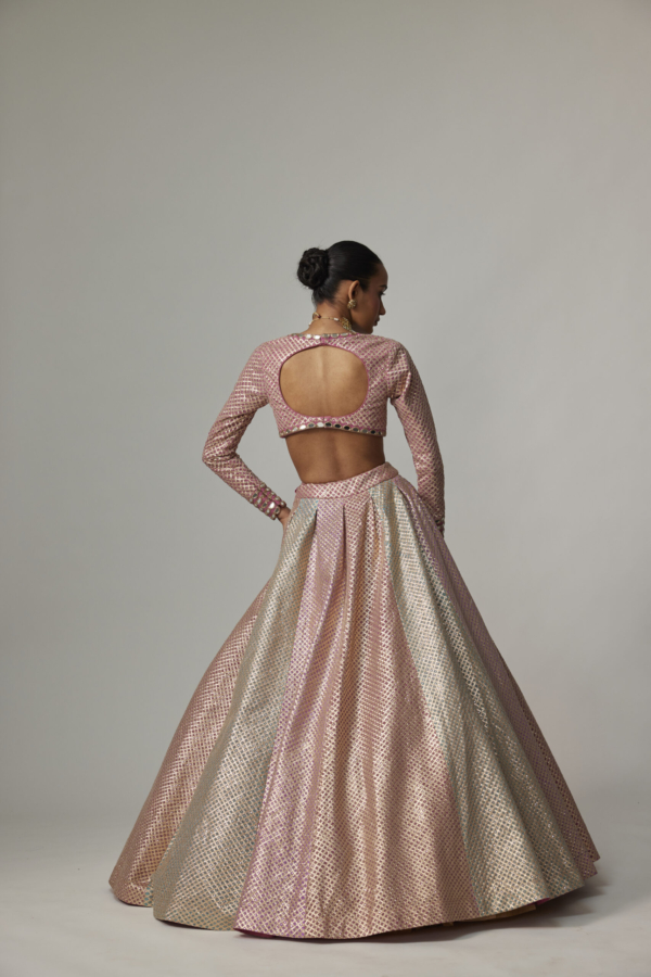 DARK BLUSH MULTICOLOR METALLIC GOTA CROP TOP SKIRT