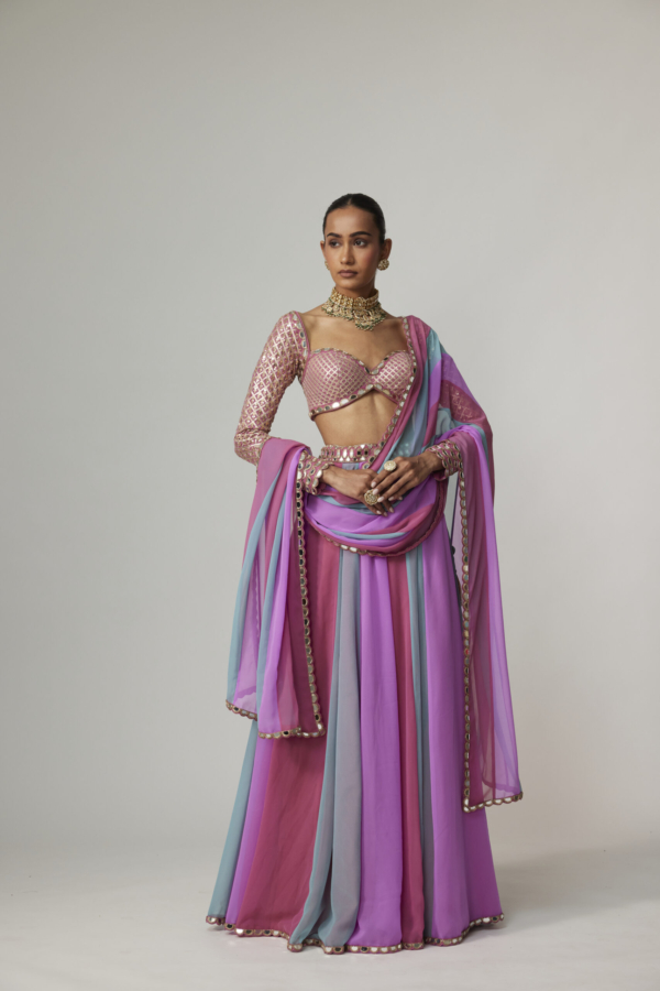 MAUVE MULTICOLOR LEHENGA PANTS SET
