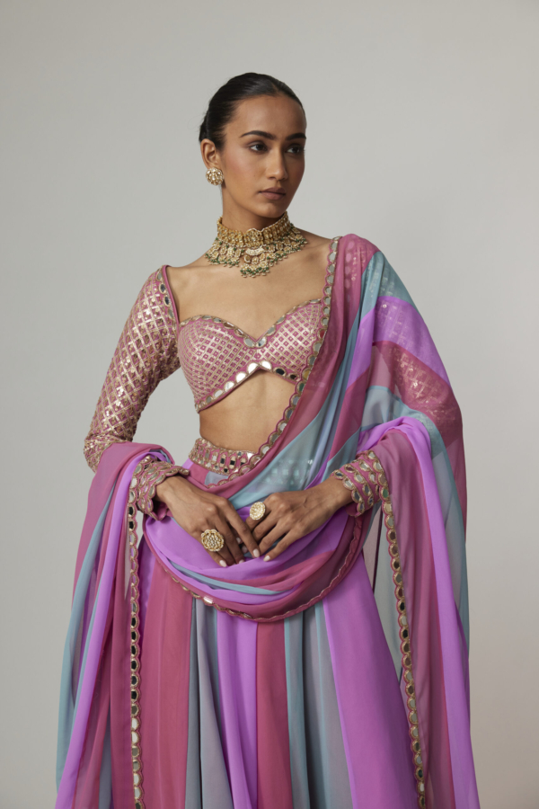 MAUVE MULTICOLOR LEHENGA PANTS SET