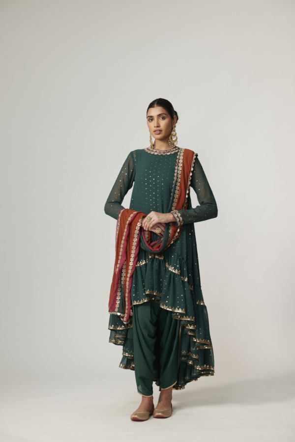 JADE GREEN DHOTI KURTA WITH DUPATTA SET