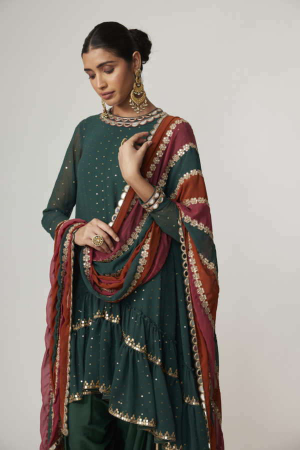 JADE GREEN DHOTI KURTA WITH DUPATTA SET