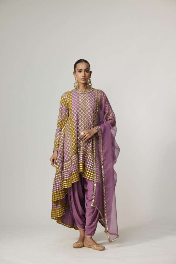 GREEN MULTICOLOR DHOTI KURTA WITH DUPATTA SET