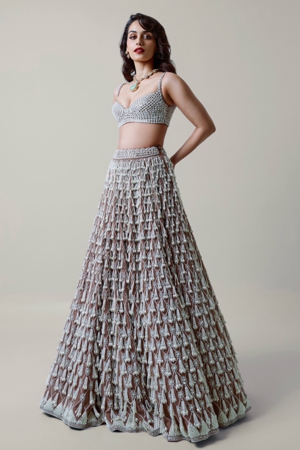 MANUSHI CHILLAR IN PEARL DROP LEHENGA SET