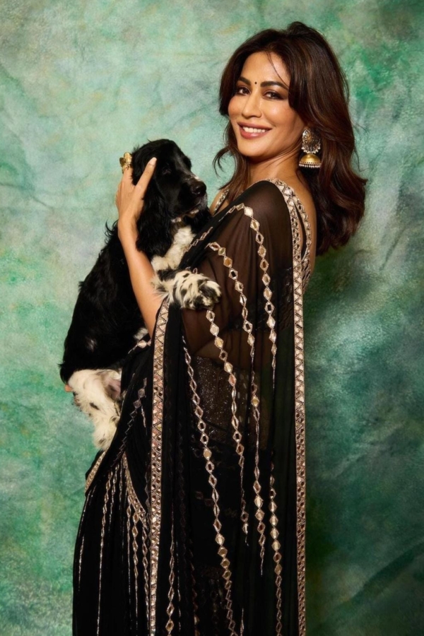 CHITRANGDA SINGH In Black Pre Draped Saree Set