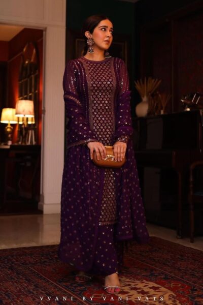Chand Purple Kurta Palazzo Set (SANJANA BATRA)