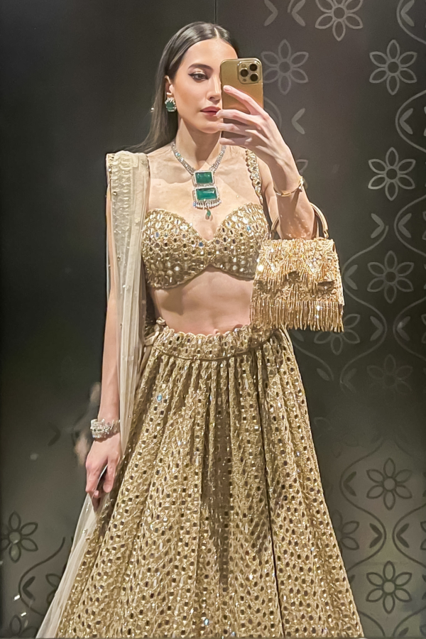 KOMAL KAPOOR GROVER In Jugmug mirror lehenga set