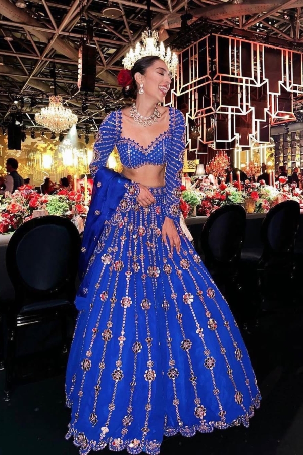 PAYALIA In Jhalak Royal Blue Big Flower Linear Lehenga Set