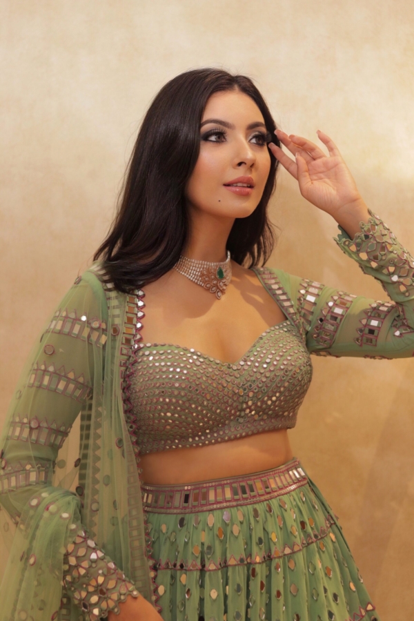 Tier Dull Mint Lehenga Set (NIKKI MEHRA)