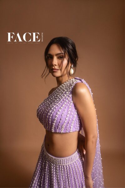 Lilac One Shoulder Lehenga Set (ESHA GUPTA)