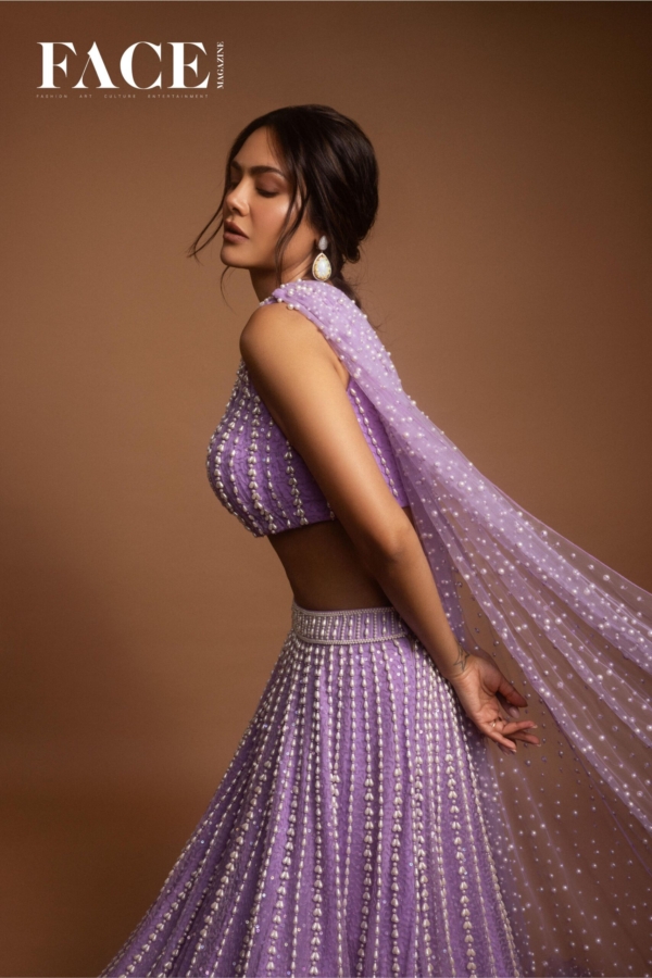 Lilac One Shoulder Lehenga Set (ESHA GUPTA)