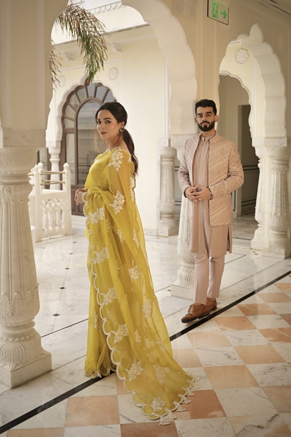 Moss Green Gul Saree Set (KOMPAL MATTA KAPOOR)