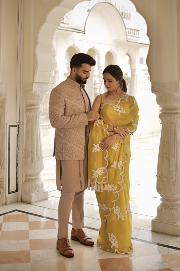 Moss Green Gul Saree Set (KOMPAL MATTA KAPOOR)