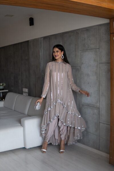 Ishya Beige High Low Kurta Set (ALISHA PEKHA )