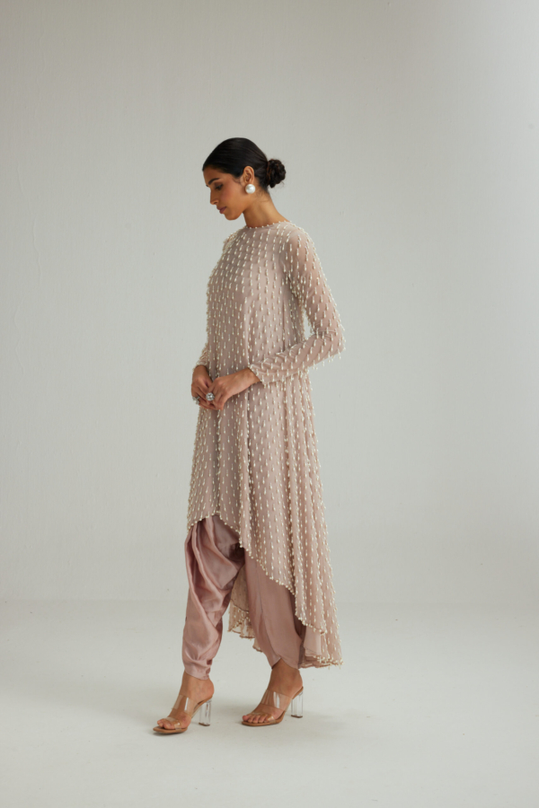 Ash Pink Pearl Drop Kurta set