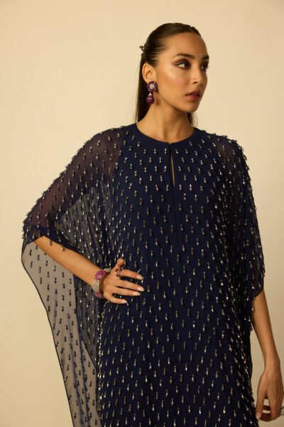 Deep Blue Silver Drop Kaftan