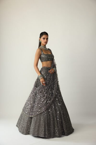 Metallic Grey Lehenga Set
