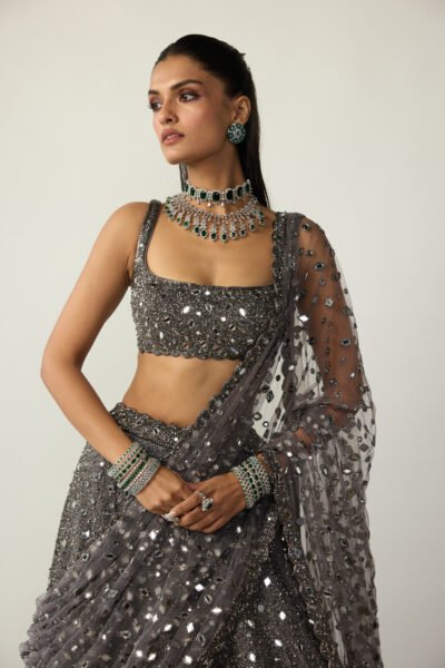 Metallic Grey Lehenga Set