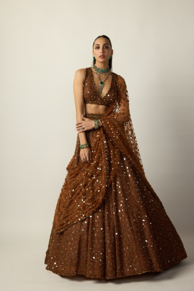 Metallic Copper Lehenga Set
