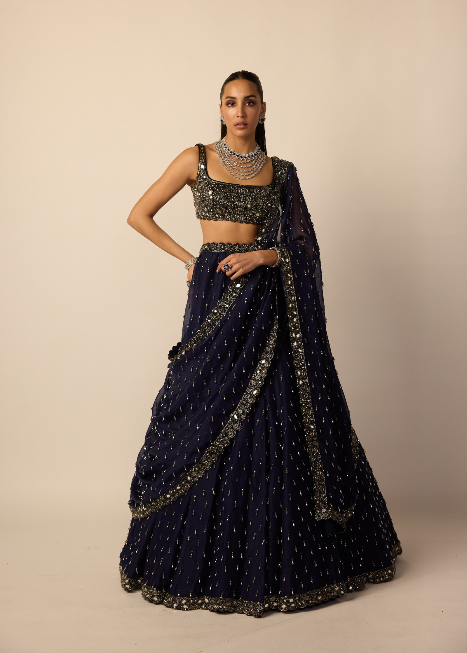 blue drop lehenga