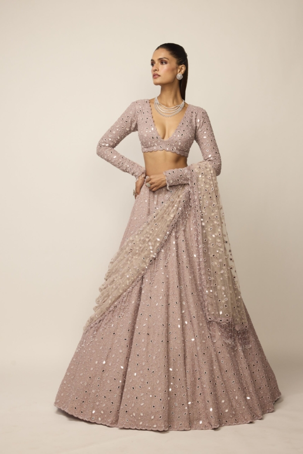 Ash Pink Lehenga Set