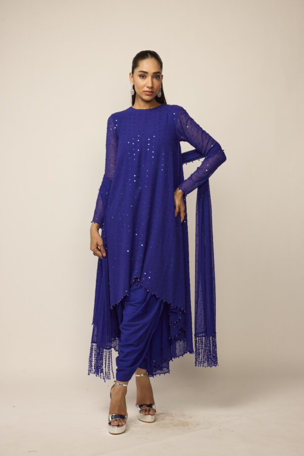 Cocktail Blue Dhoti Kurta Set