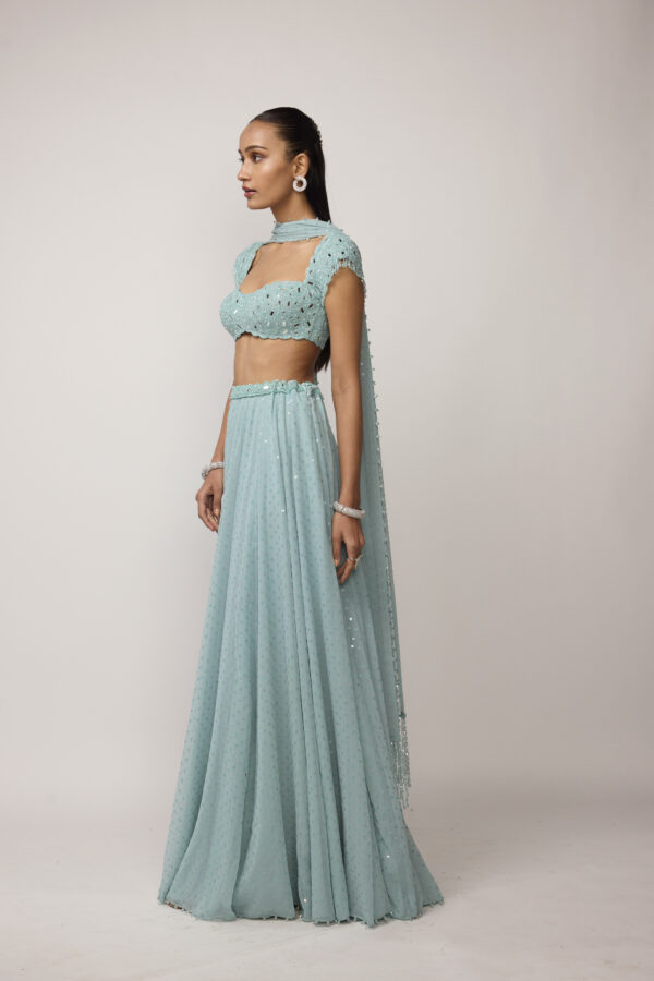 Powder Blue Geogette Skirt Set