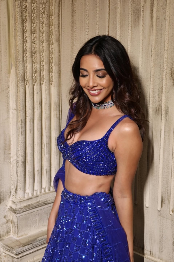 Jayati Modi in Cocktail Blue Sequins Embroidered Lehenga Set