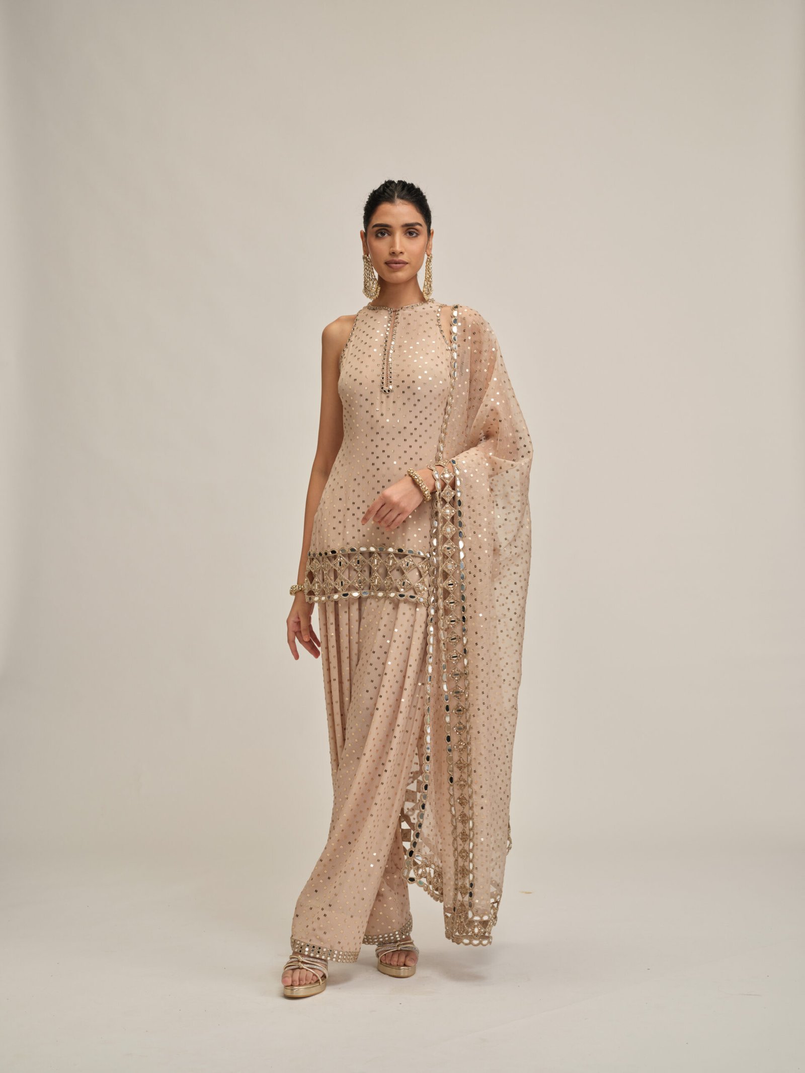 LIGHT BEIGE KURTA SALWAR SET - Image 2