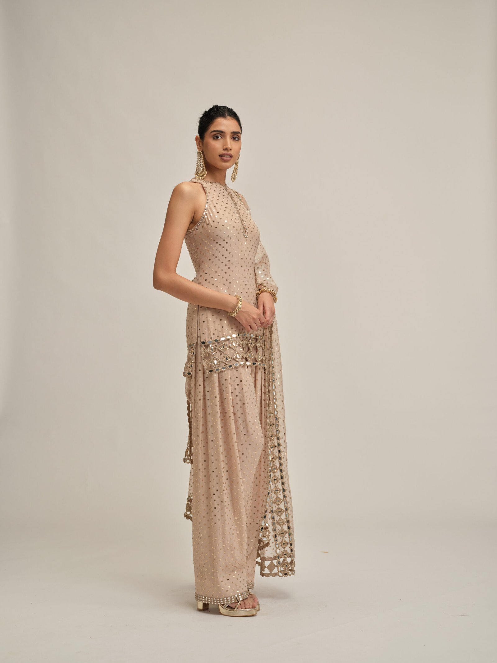 LIGHT BEIGE KURTA SALWAR SET - Image 3